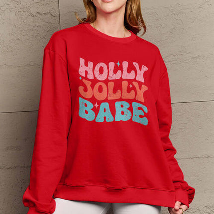 Simply Love Full Size HOLLY JOLLY BABE Long Sleeve Sweatshirt