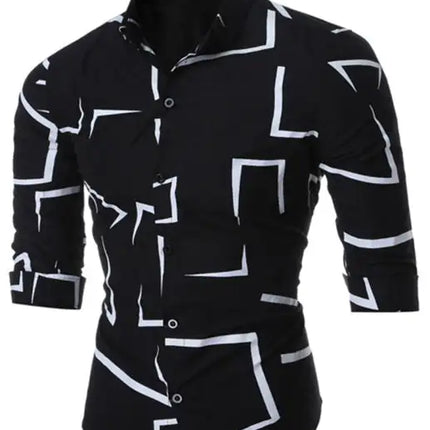 Men's Spring/Summer Fashion Printed Long Sleeve Shirt