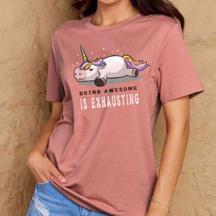 Simply Love Full Size BEING AWESOME IS EXHAUSTING Graphic Cotton Tee