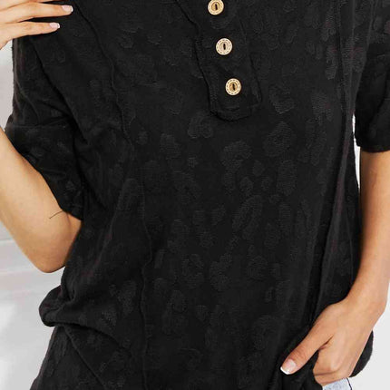 BOMBOM At The Fair Animal Textured Top in Black