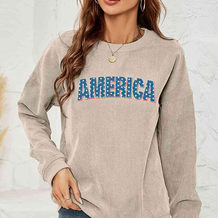 AMERICA Graphic Dropped Shoulder Sweatshirt