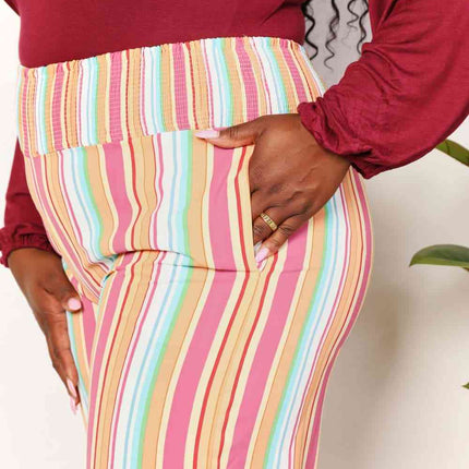 Double Take Striped Smocked Waist Pants with Pockets - Vickie Lynn's