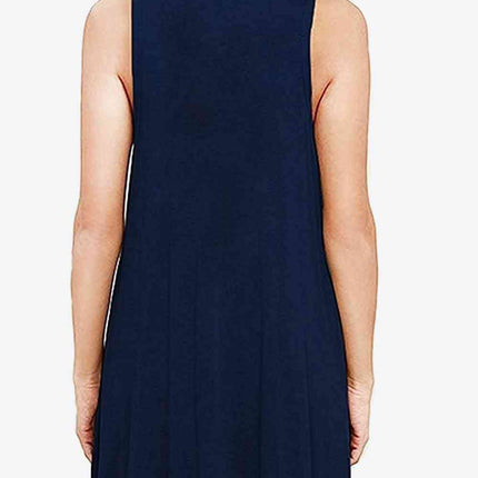 Full Size Round Neck Sleeveless Dress with Pockets