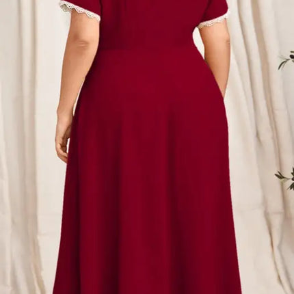 Women's Plus Size Lace Short Sleeve Dress