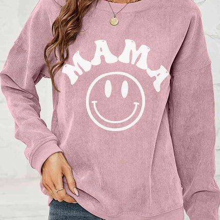 Round Neck Long Sleeve MAMA Graphic Sweatshirt
