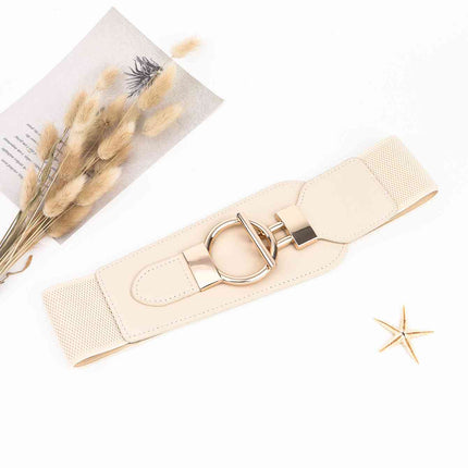 PU Elastic Wide Belt with Alloy Buckle