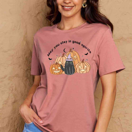 Simply Love Full Size MAY YOU STAY IN GOOD SPIRITS Graphic Cotton T-Shirt