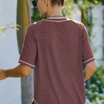 Ladies Summer Fashion Round Neck Loose Short Sleeve T-Shirt Tops