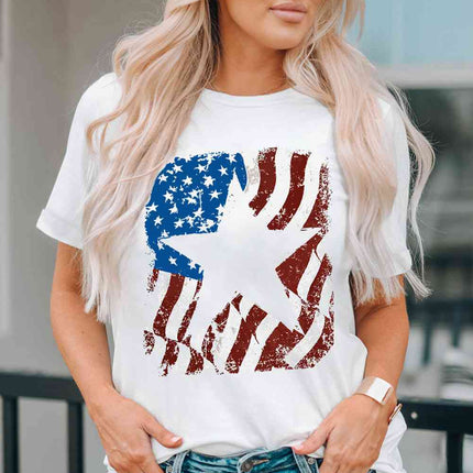 US Flag Graphic Round Neck Tee - Vickie Lynn's