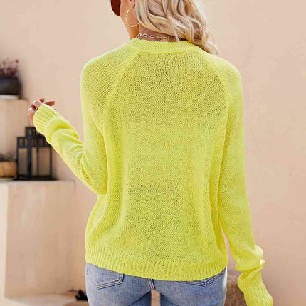 Button Up V-Neck Long Sleeve Cardigan