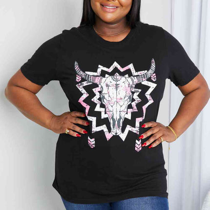 mineB Full Size Graphic Round Neck Tee Shirt