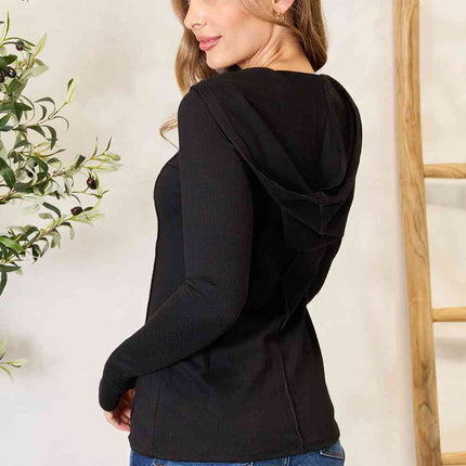 Culture Code Full Size Exposed Seam Long Sleeve Hoodie