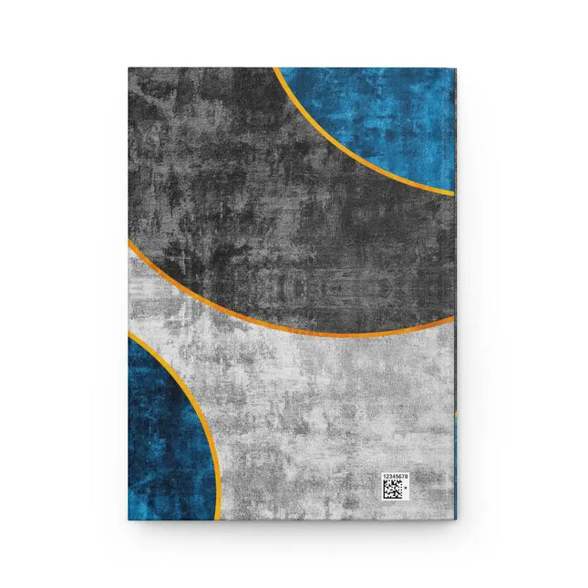 Stationary, Hardcover Journal Notebook - lined pages, Black Blue Grey Circular Geometric Pattern Print