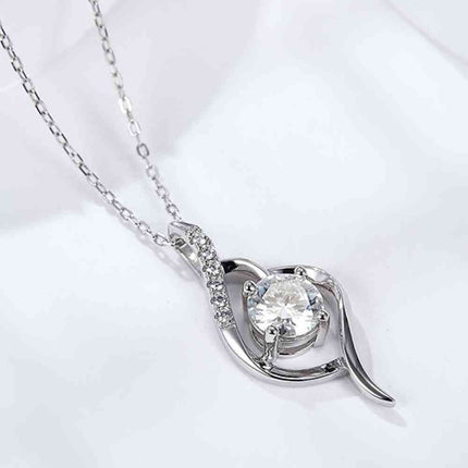 Platinum-Plated 1 Carat Moissanite Pendant Necklace