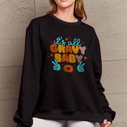 Simply Love Full Size IT'S ALL GRAVY BABY Long Sleeve Sweatshirt