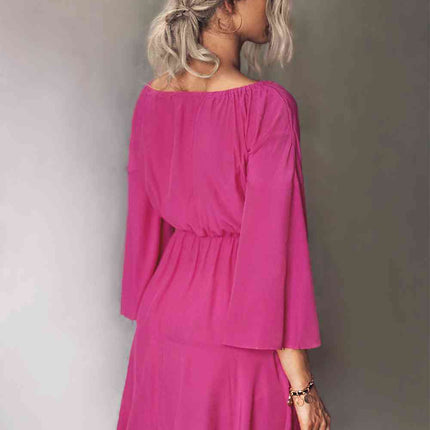 Tie Neck Flare Sleeve Mini Dress