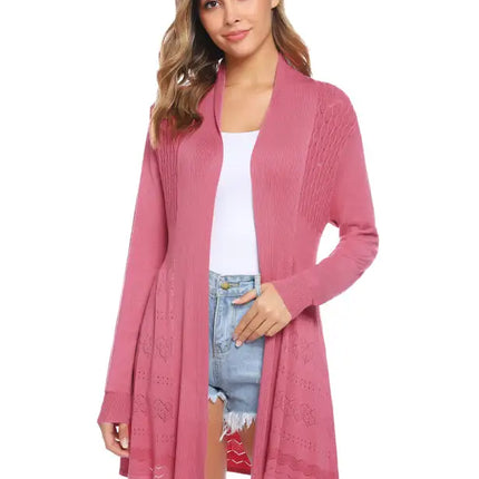 Cárdigan de manga larga de punto abierto para mujer 