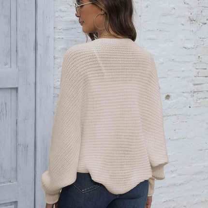 Bat Sleeve Open Front Short Cardigan