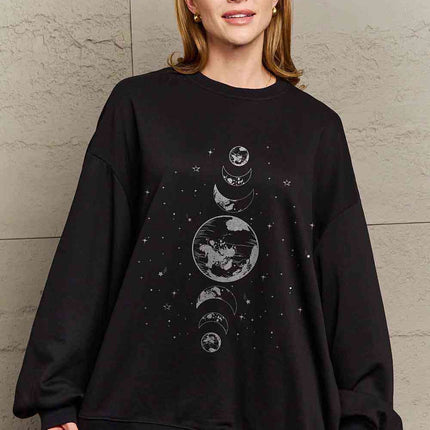 Simply Love Full Size Earth & Moon Graphic Sweatshirt