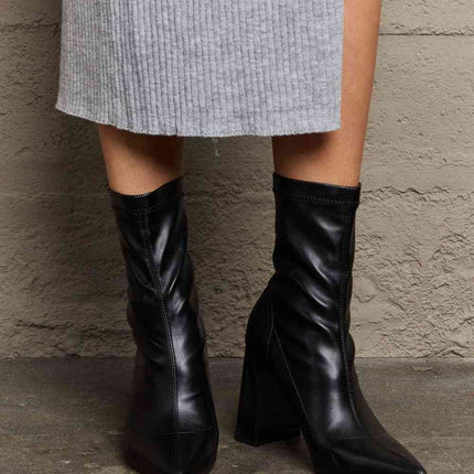 Weeboo Stacy Block Heel Sock Boots