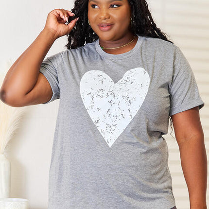 Simply Love Heart Graphic Cuffed Short Sleeve T-Shirt - Vickie Lynn's