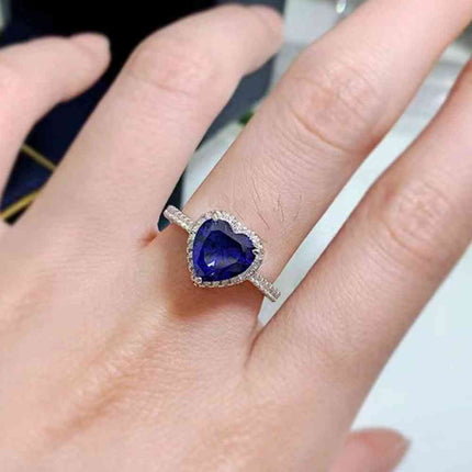 2 Carat Moissanite Heart-Shaped Side Stone Ring