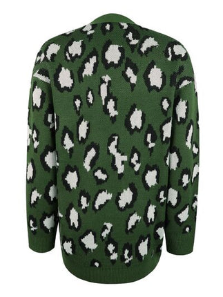 Leopard Open Front Dropped Shoulder Cardigan - Vickie Lynn's