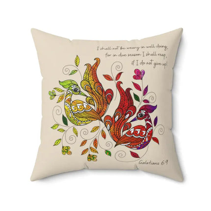 Uniquely You Decorative Throw Pillow Cover, Affirmation - I Shall Not Be Weary in Well Doing - Galatians 6:9 Print