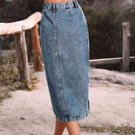 Button Down Denim Skirt