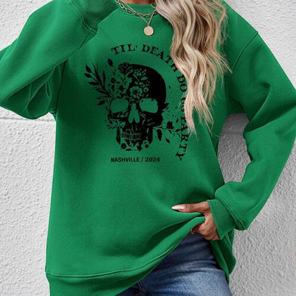 Graphic Round Neck Dropped Shoulder Sweatshirt