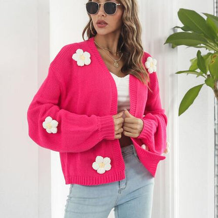 Floral Open Front Long Sleeve Cardigan