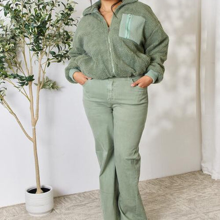 Heimish Full Size Zip Up Collared Neck Jacket - Vickie Lynn's