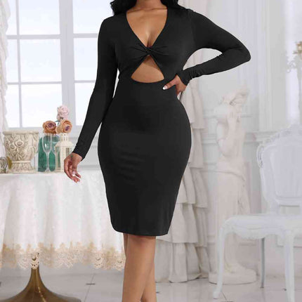 Cutout Twisted Long Sleeve Dress