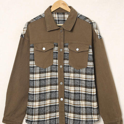 Plaid Collared Denim Jacket