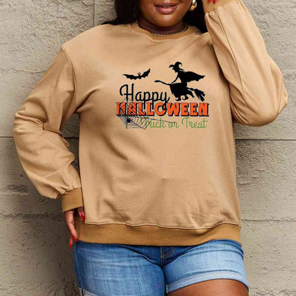 Simply Love Full Size HAPPY HALLOWEEN TRICK OR TREAT Graphic Sweatshirt