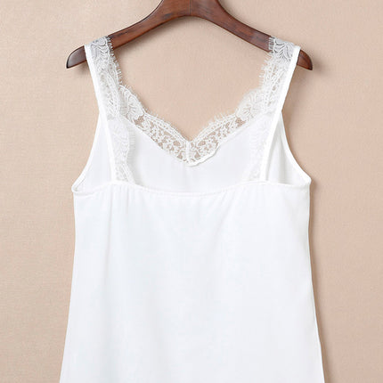 Lace Detail Bow Graphic V-Neck Tank