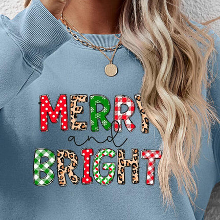 MERRY AND BRIGHT Round Neck Sweatshirt