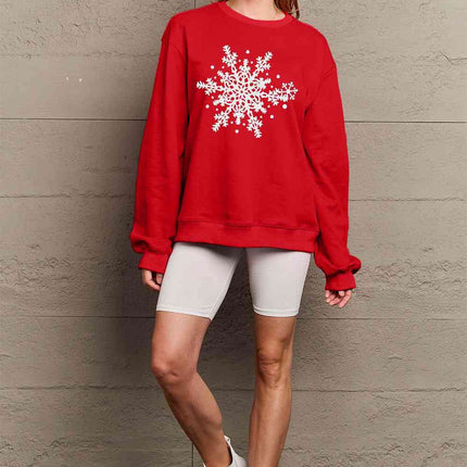 Simply Love Full Size Snowflake Graphic Sweatshirt
