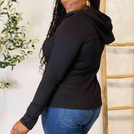 Culture Code Full Size Exposed Seam Long Sleeve Hoodie