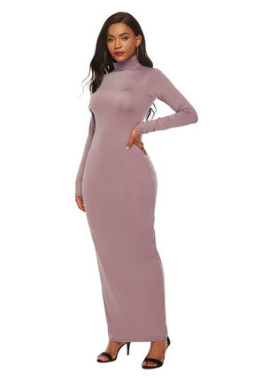 Mock Neck Long Sleeve Maxi Slim Dress - Vickie Lynn's