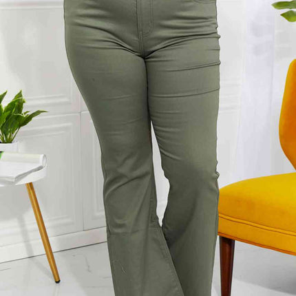 Zenana Clementine Full Size High-Rise Bootcut Jeans in Olive