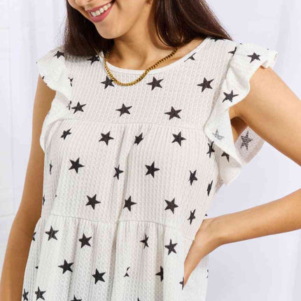 Heimish Shine Bright Full Size Butterfly Sleeve Star Print Top