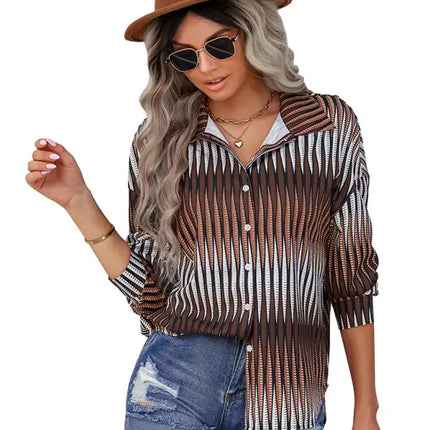 Women's polo long sleeve Blouse Top