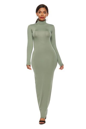 Mock Neck Long Sleeve Maxi Slim Dress - Vickie Lynn's