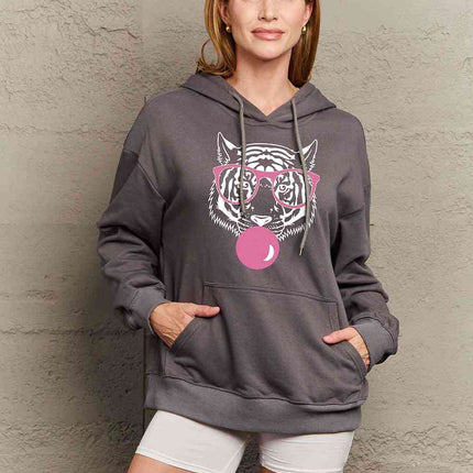 Simply Love Simply Love Full Size Dropped Shoulder Tiger Graphic Hoodie