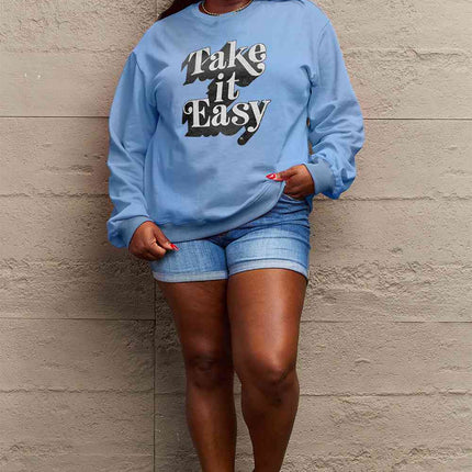 Simply Love Full Size TAKE IT EASY Graphic Sweatshirt