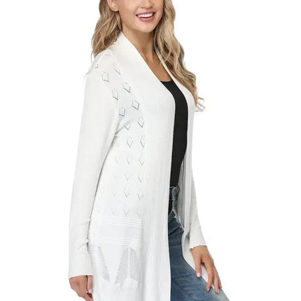 Cárdigan largo calado de punto para mujer 