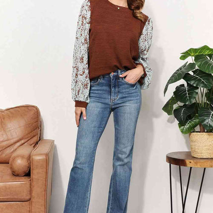 And The Why  Full Size Foil Printed Sleeve Top