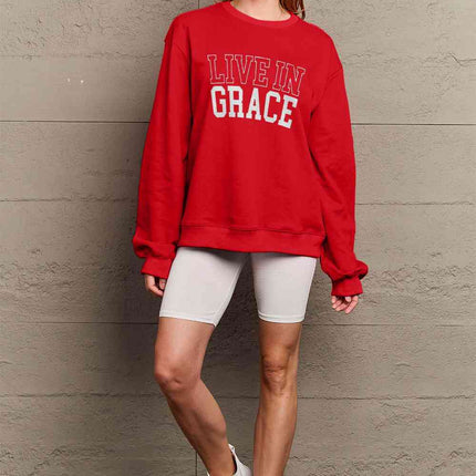 Simply Love Full Size LIVE IN GRACE Graphic Sweatshirt