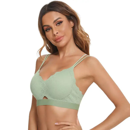 Sujetador push-up sin anillo de acero para mujer, espalda bonita, correa ajustable 